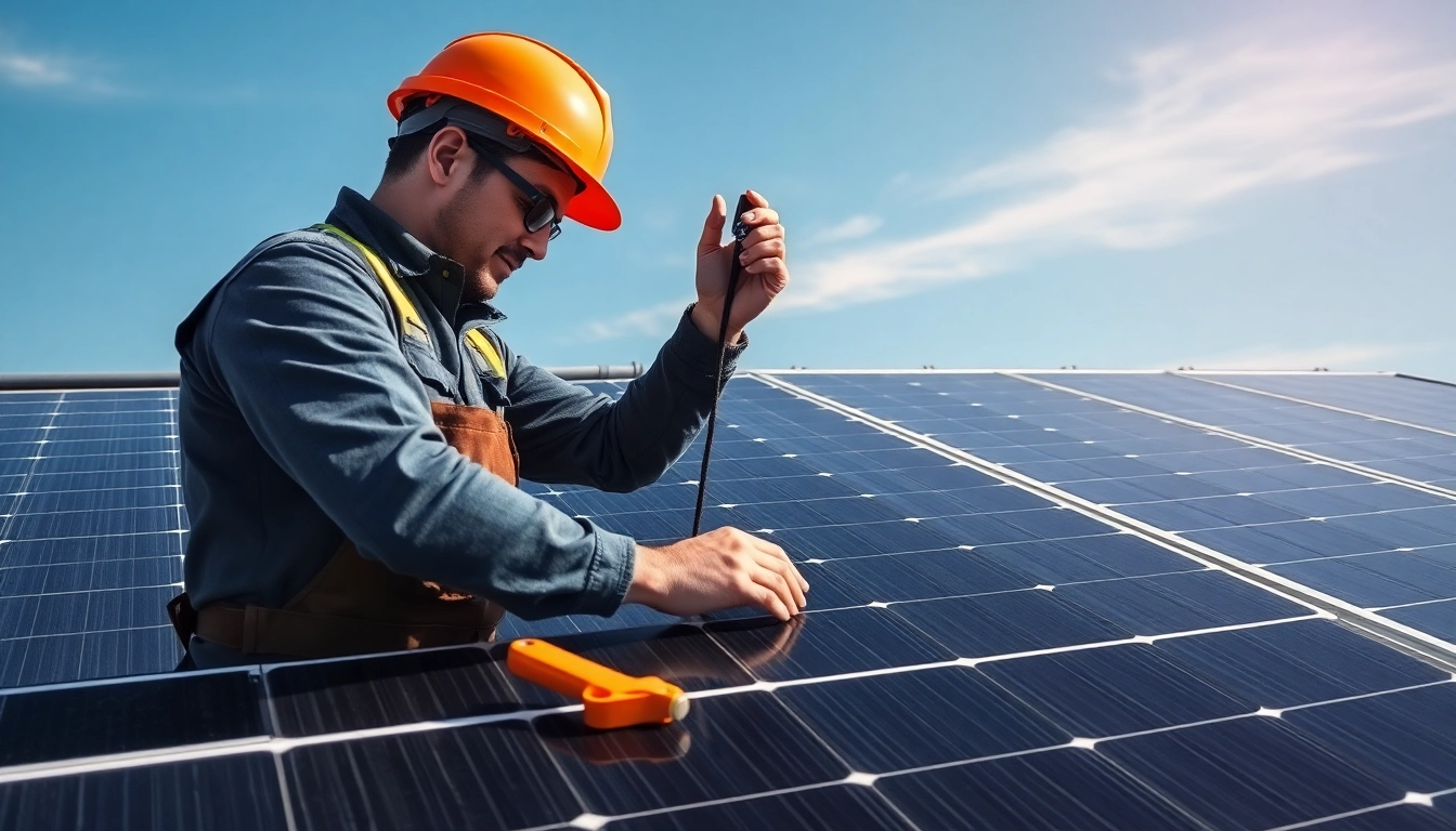 Ensuring optimal solar maintenance New Jersey with a technician on a rooftop.