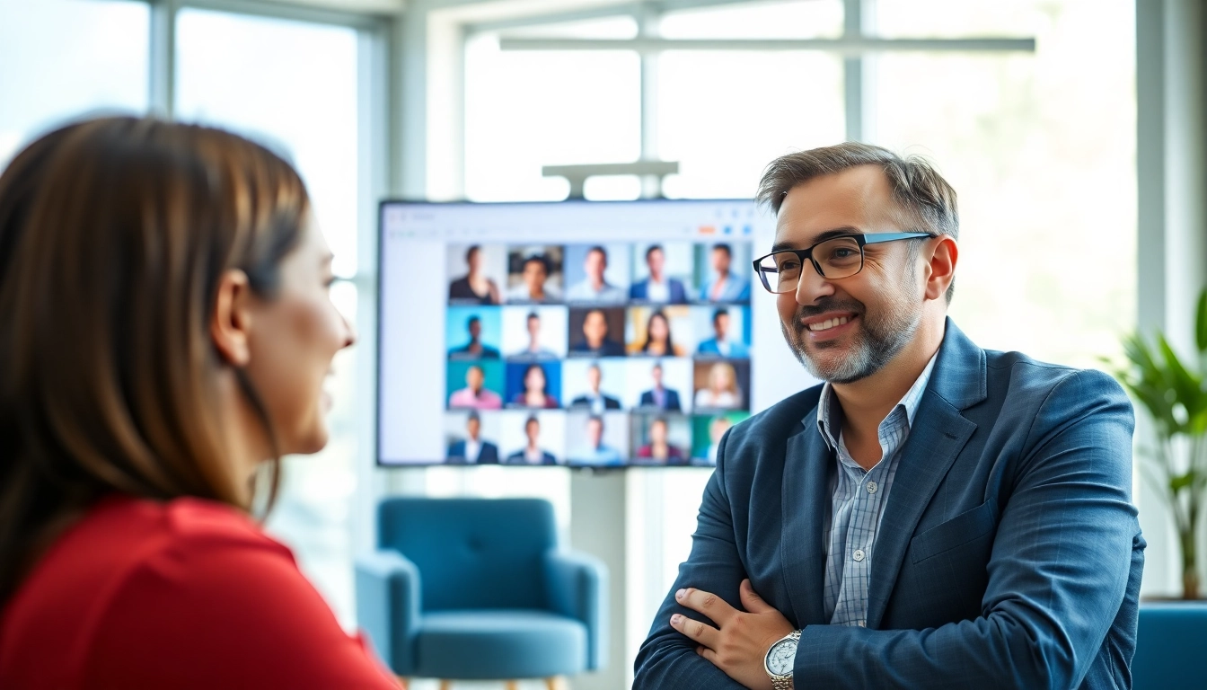 Engaged interaction about how to find my perfect career match in a professional office setting.