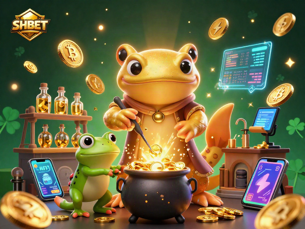 Experience the enchanting world of SHBET with a golden salamander alchemist turning base metals into gold.