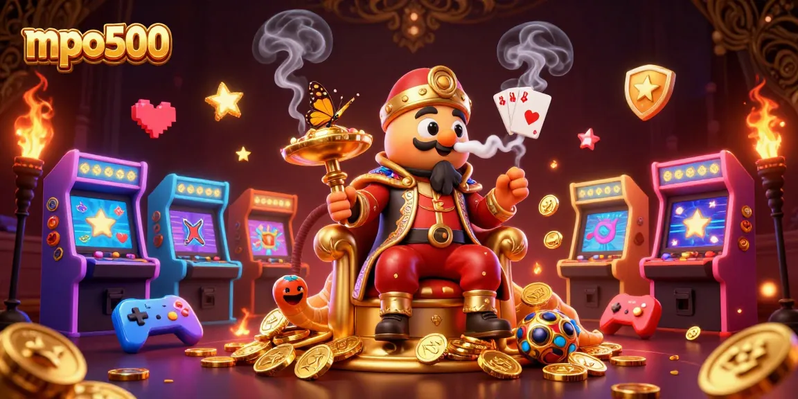 Engaging mpo500 scene with a caterpillar hookah-master, poker symbols, and vibrant casino elements.