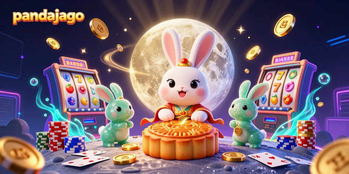 Pandajago menghadirkan suasana kasino dengan karakter kelinci bulan tradisional dan elemen permainan slot yang menarik.