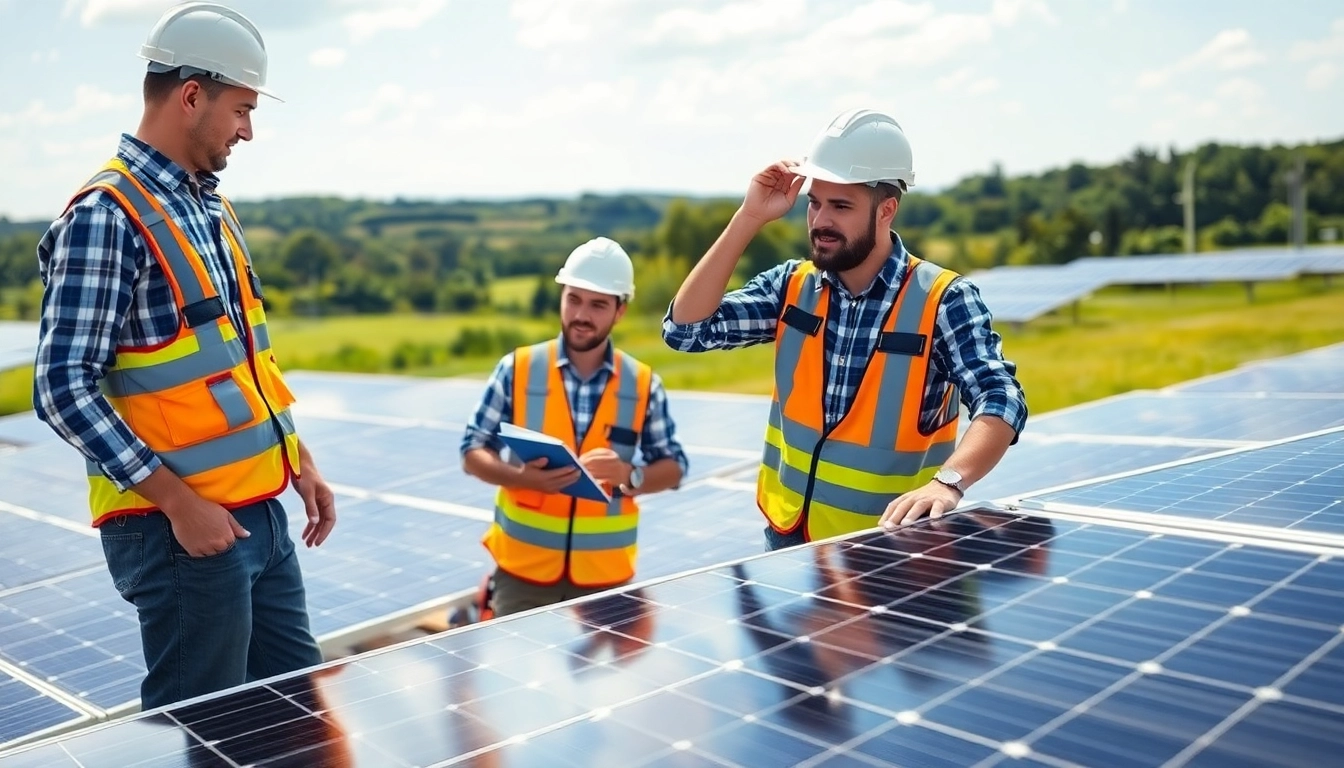 Engaged professionals conducting commercial solar maintenance New Jersey, highlighting teamwork and efficiency.