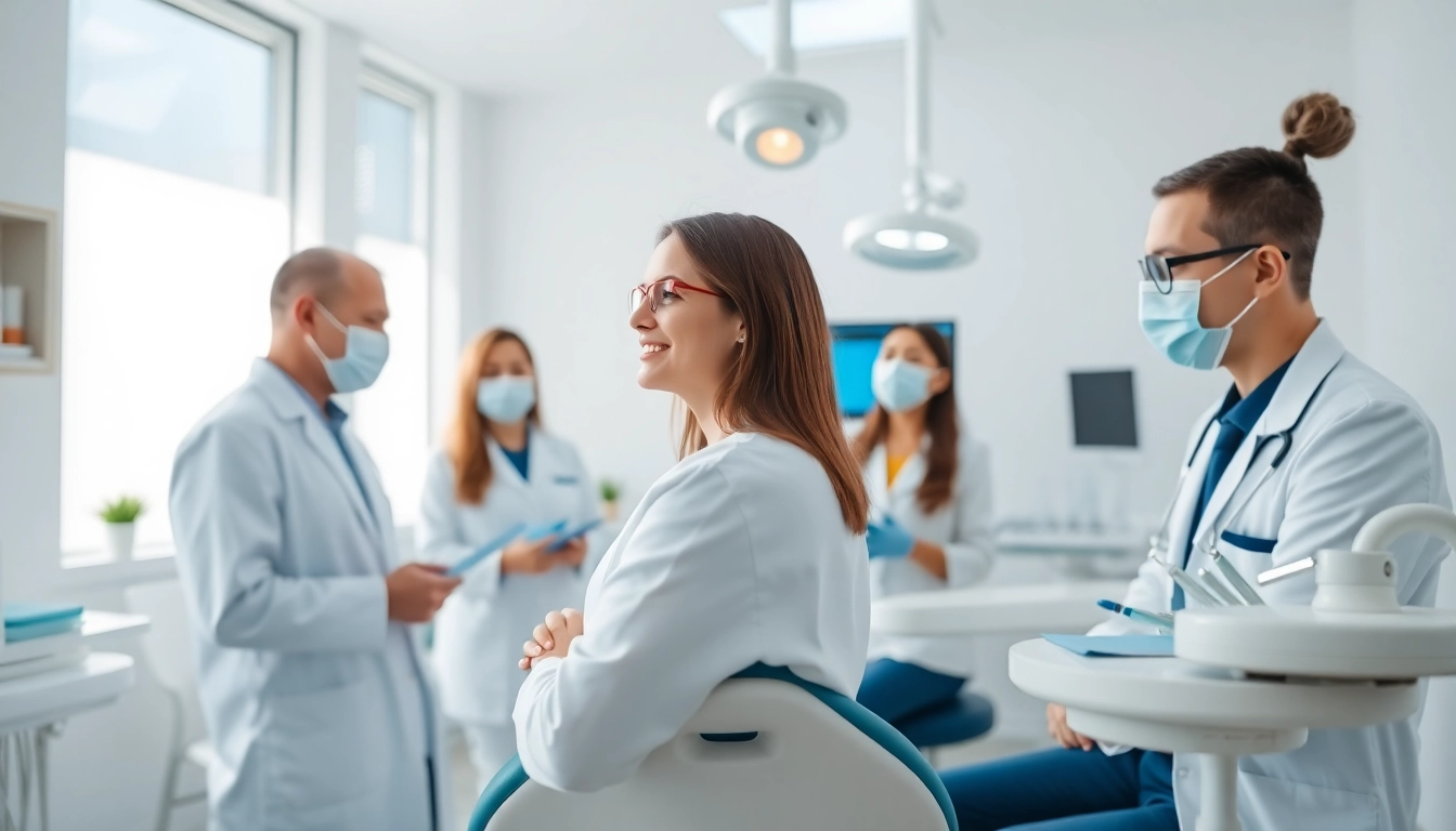 Engaging dentist in grand rapids Minnesota consulting with a patient in a bright dental office.