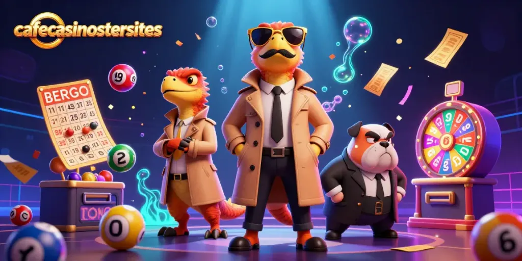 Cafecasinosistersites: raptors humorously trying to enter a casino with lottery elements around