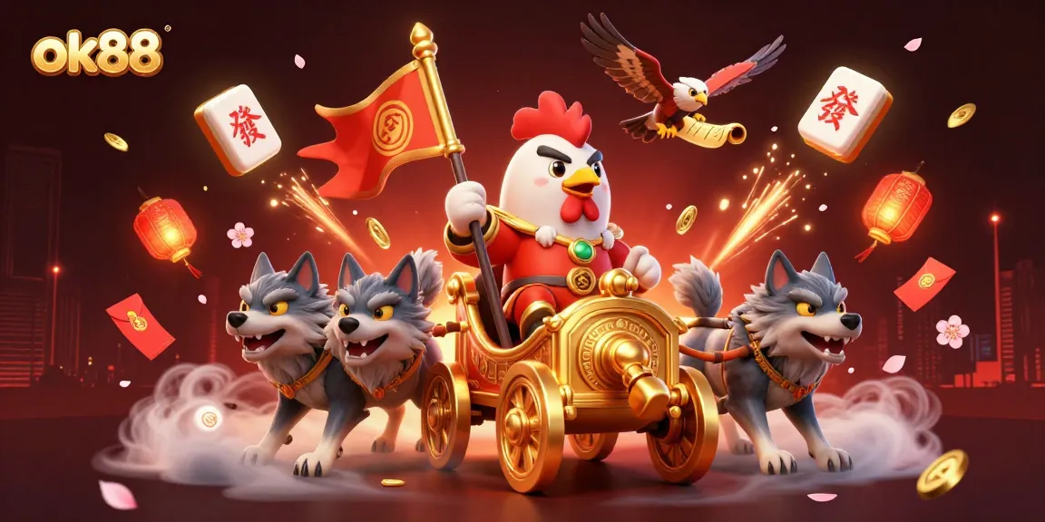 Engage in thrilling games at ok88 with a vibrant 3D casino illustration filled with excitement and rewards.