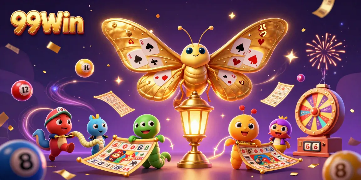 Experience the excitement of 99Win with vibrant lottery games and festive casino elements.