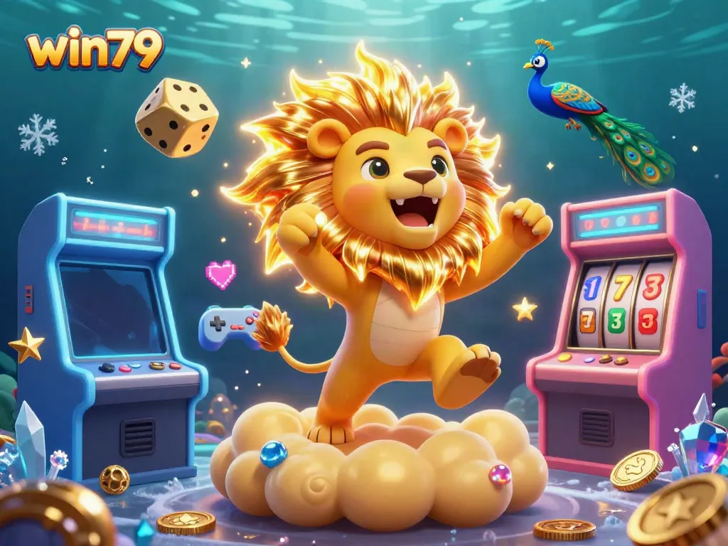 Experience exciting gaming action with win79's vibrant 3D casino scene featuring dynamic characters and classic elements.