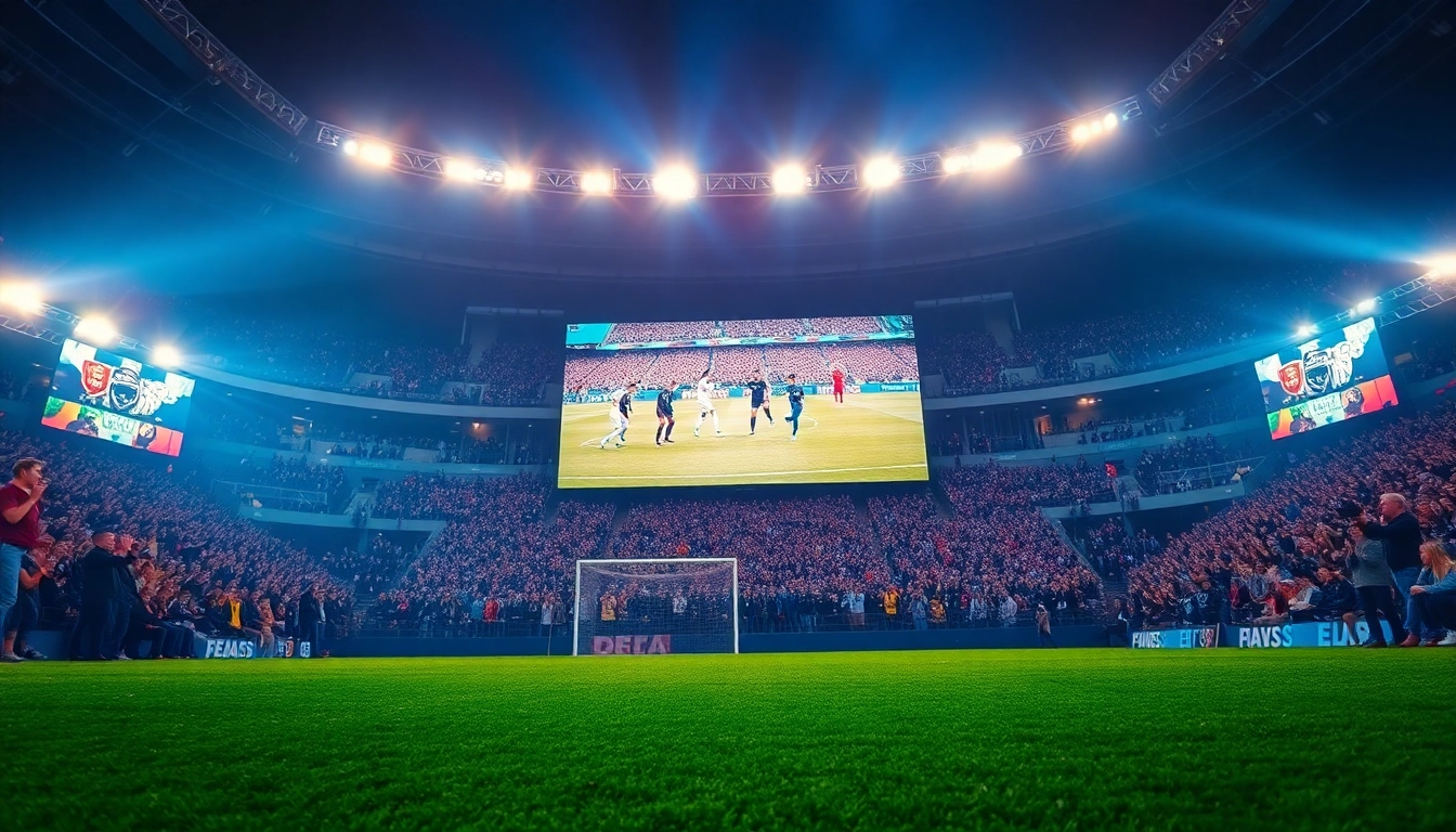 Bersemi bolakami world cup saat pertandingan sepak bola di stadion yang ramai.