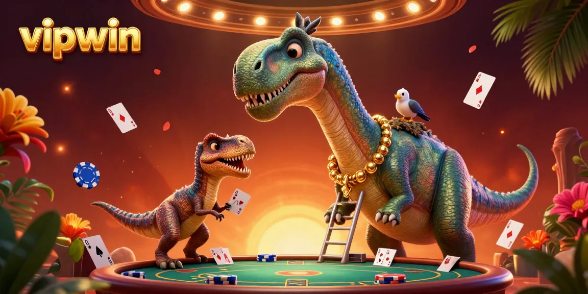 Experience thrilling poker action with vipwin in a vibrant 3D casino scene featuring dynamic characters and elements.