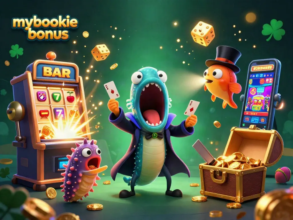 Experience the excitement of mybookie bonus with a vibrant casino scene full of action and magic.