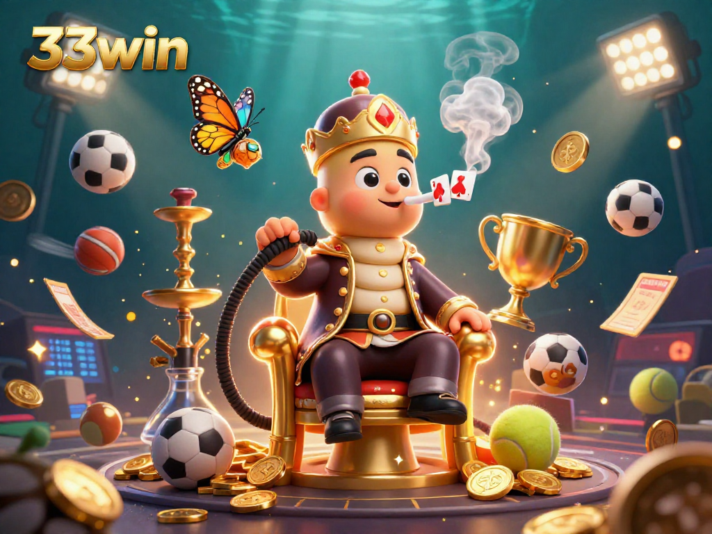 Engage in thrilling sports betting with 33win’s dynamic 3D illustration showcasing vibrant gaming action.
