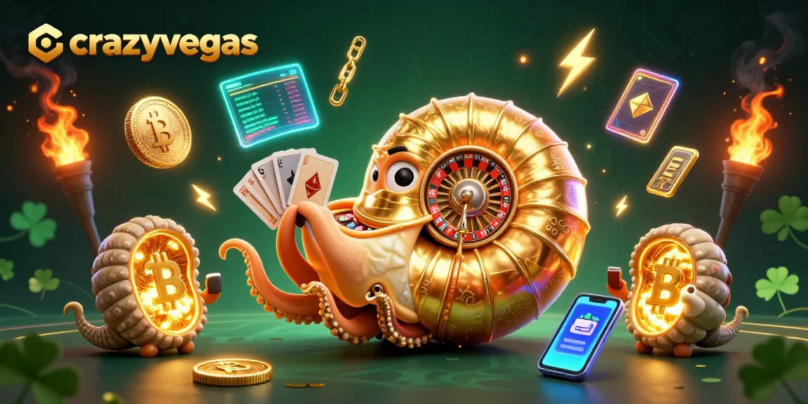 Spin the roulette with the crazyvegas nautilus amidst glowing crypto elements and vibrant casino action.