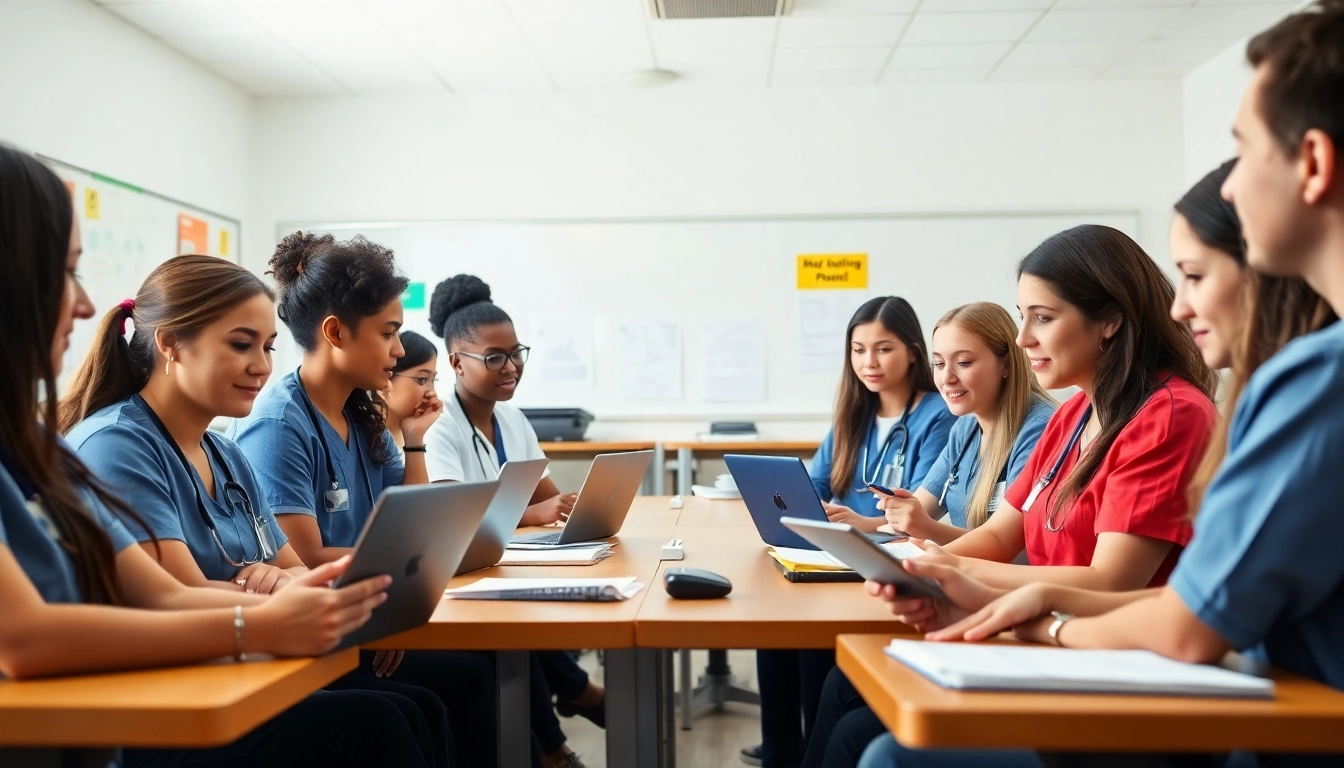 Nursing students collaborating in an NGN NCLEX review Houston class for effective exam preparation.
