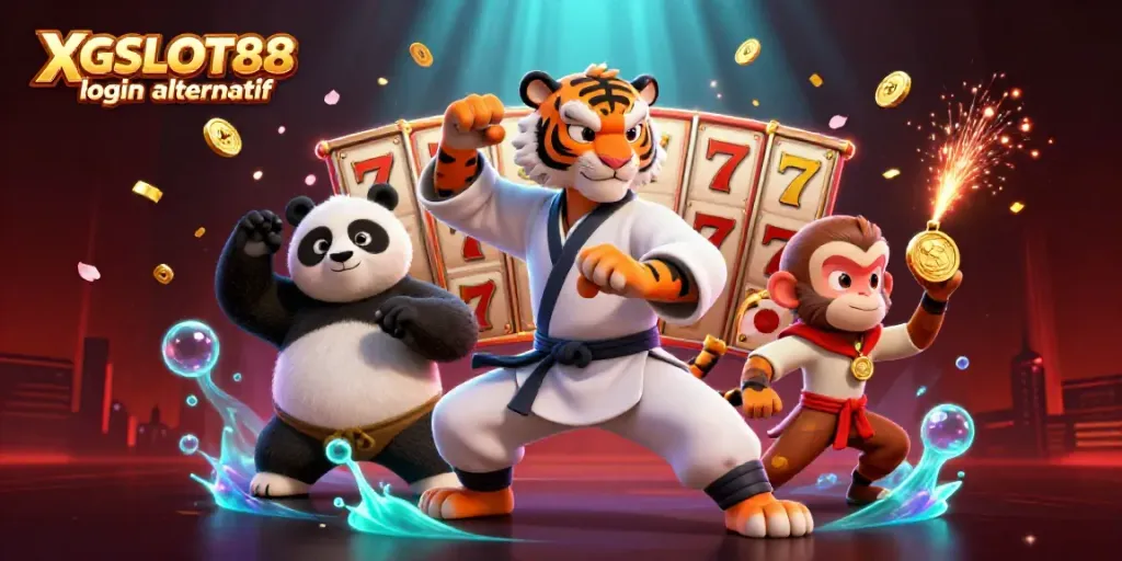 Menangkan XGSLOT88 login alternatif dengan ilustrasi kasino kaya visual dan karakter menarik.